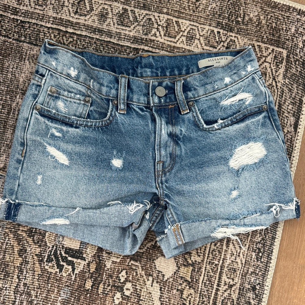 All Saints Ripped Jean Shorts